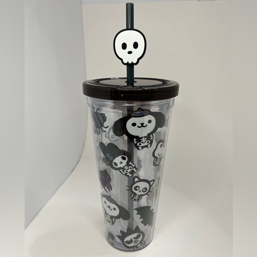 Hello Kitty & Friends Halloween Skeleton Plastic Tumbler 24oz W/ Straw Topper